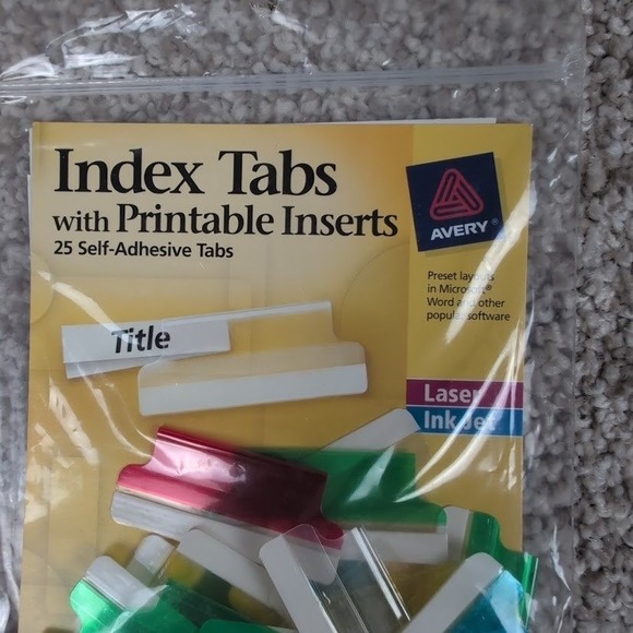 Avery Index Tabs‎ with Printable Inserts, Self-Adhesive, Label Dividers - Picture 2 of 3